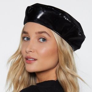 [nasty gal] • [faux patent leather beret]